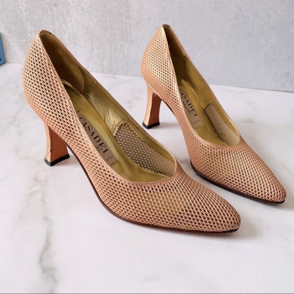 Vintage Casadei Rose Gold Mesh Pumps - Picture 1 of 9